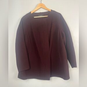 Talbots Burgundy Purple Boiled Wool Zip Blazer Jacket size 1X petite
